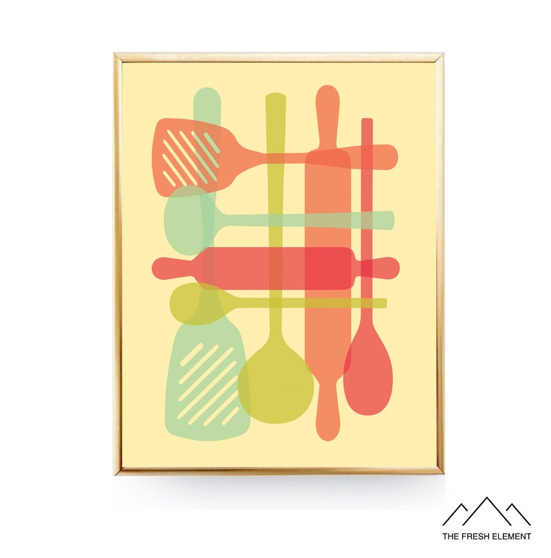 Mid Century Modern Kitchen Art DIGITAL DOWNLOAD Kitchen Etsy