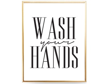 Wash Your Hands Sign Bathroom Printable Wall Art, Wash Hands Printable Wash Hands Sign Washroom Art WC Sign Digital Bathroom Wall Art