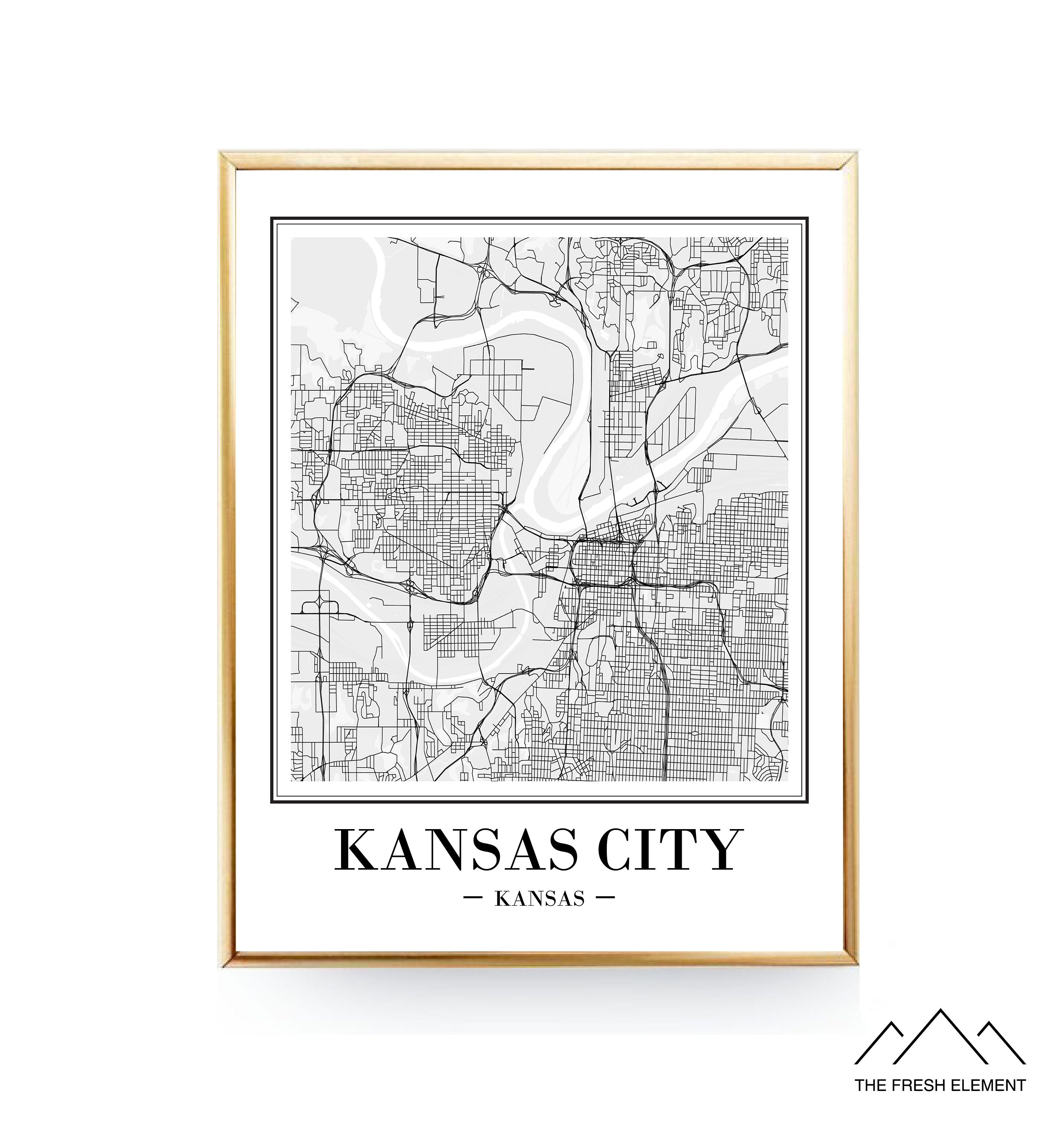 Kansas City Map Art Printable Kansas Map Print Kansas City | Etsy