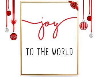 Joy To The World Sign Christmas PRINTABLE Wall Art Christmas Wall Decor Noel Winter Decor Christmas Print Merry Christmas Digital Art Print