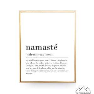 Namaste Definition Print Namaste Print Zen Yoga Print Yoga Poster Namaste Poster Namaste PRINTABLE Wall Art Namaste Art Meditation Print