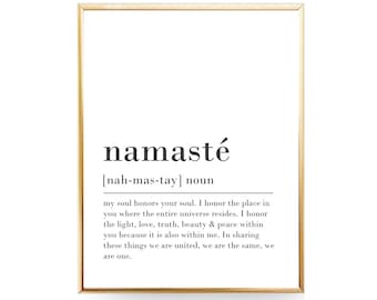 Namaste Definition Print Namaste Print Zen Yoga Print Yoga Poster Namaste Poster Namaste PRINTABLE Wandkunst Namaste Art Meditation Print