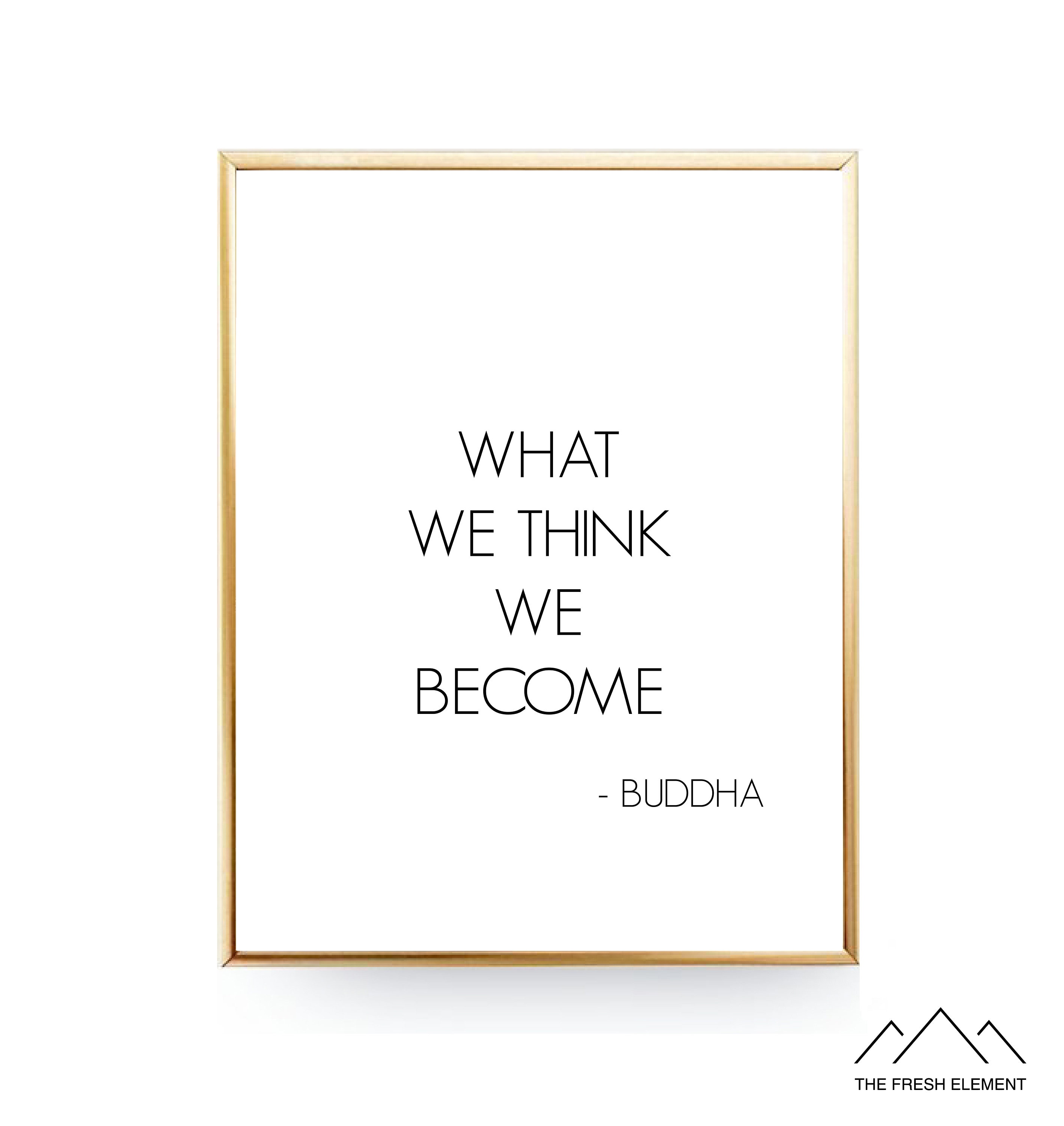 What We Think We Become Buddha Wall Art Inspirational Quotes | Etsy