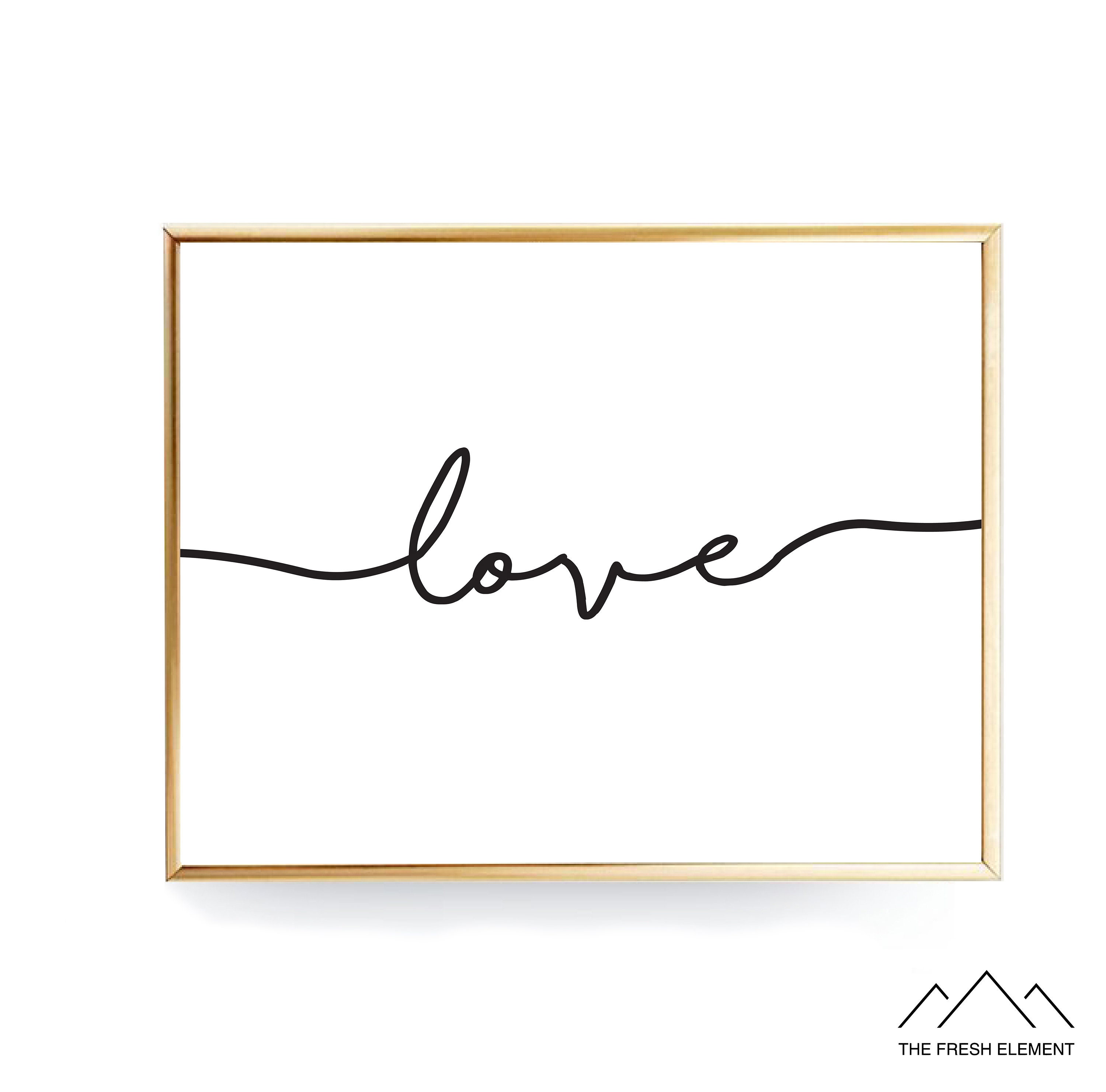 Love Script Love Landscape Print Handwritten Print Modern Typography Minimalist Poster Scandinavian Wall Art Affiche Scandinave Horizontal