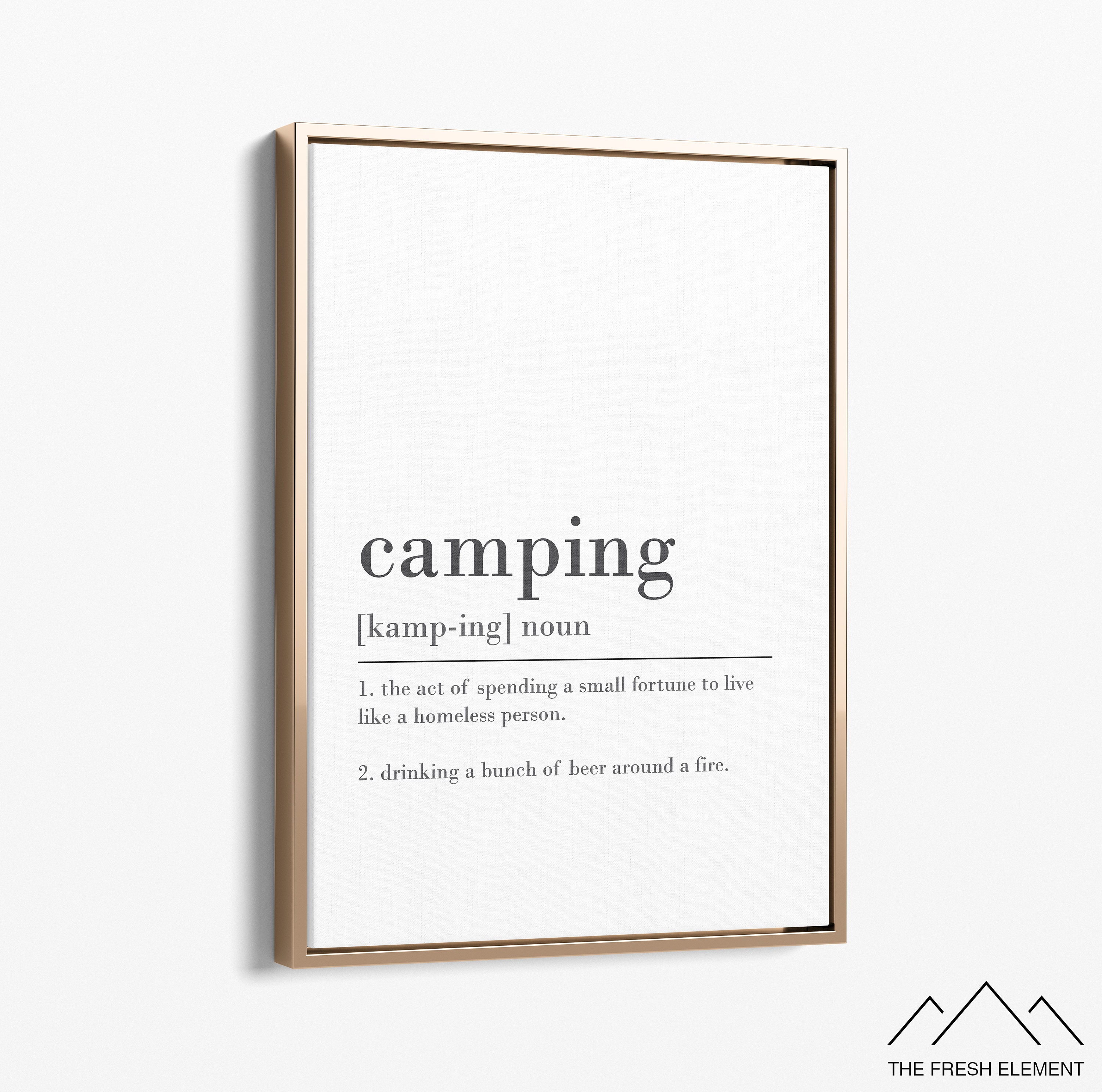 Camping Definition Print Camping Printable Wall Art Camping Etsy