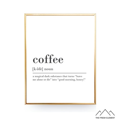 Coffee Definition Printable Wall Art Coffee Print Coffee Etsy