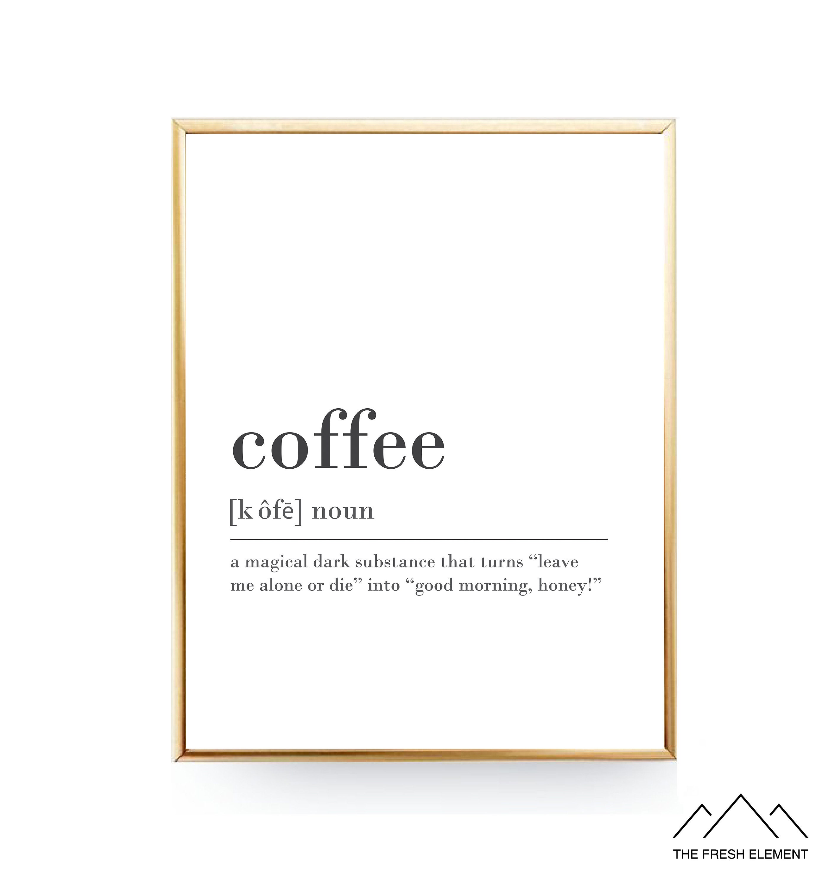 Coffee Definition Printable Wall Art Coffee Print Coffee Etsy