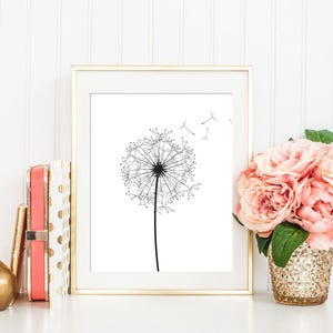 Dandelion PRINTABLE ART Dandelion Print Dandelion Wall Art Dandelion ...
