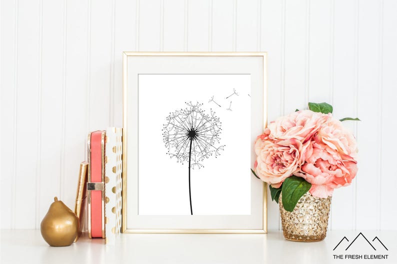 Dandelion PRINTABLE ART Dandelion Print Dandelion Wall Art - Etsy