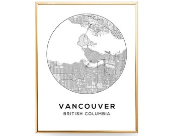 Vancouver Map Print Printable Map of Vancouver City Map Download Map Wall Art Vancouver Map Poster Vancouver BC Map of British Columbia