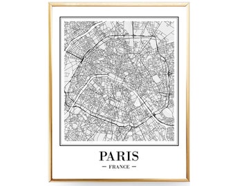 Paris Map Print DIGITAL DOWNLOAD Paris City Map of Paris Print Paris Poster Paris France Paris Map Art Paris Map Poster Paris Wall Map Decor