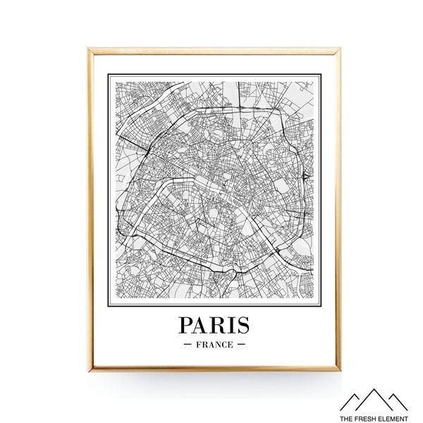 Paris Map Print DIGITAL DOWNLOAD Paris City Map of Paris Print Paris Poster Paris France Paris Map Art Paris Map Poster Paris Wall Map Decor