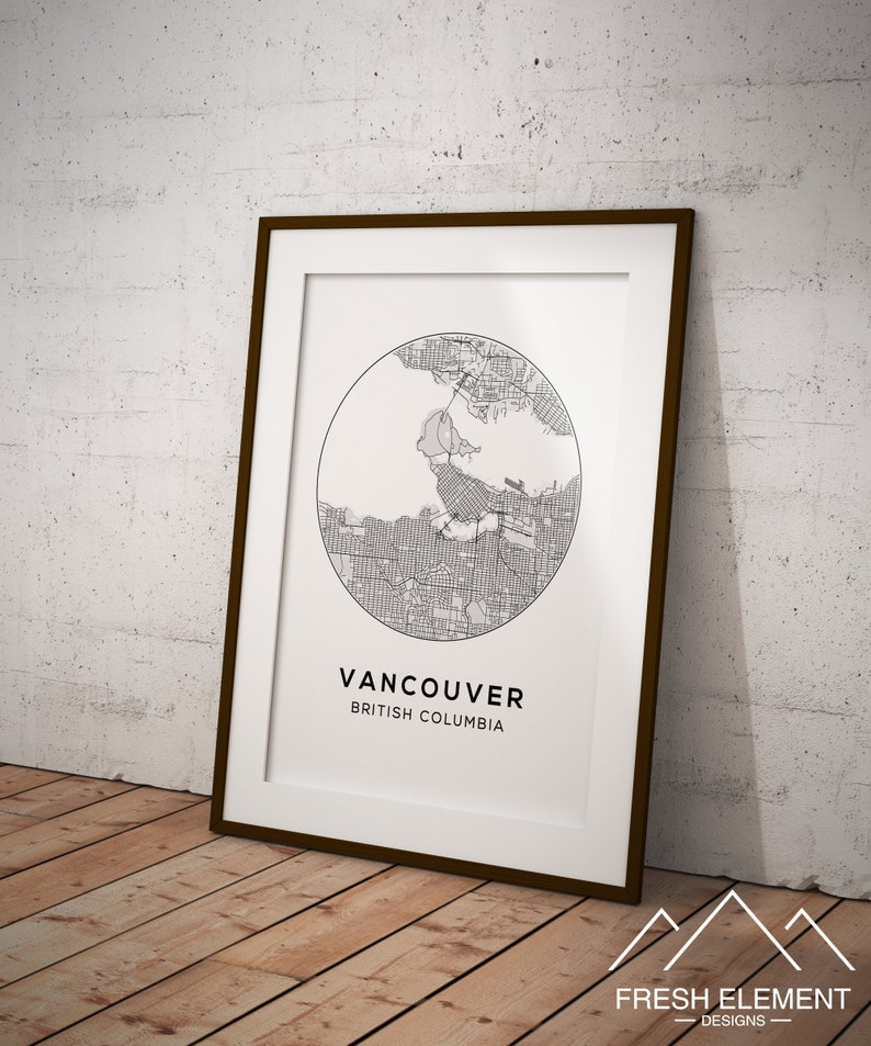Vancouver Map Print Printable Map of Vancouver City Map Etsy Canada