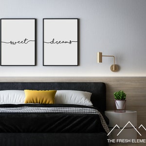 Sweet Dreams Print Typography Poster INSTANT DOWNLOAD Bedroom Decor Sweet Dreams Poster Bedroom Print Printable Wall Art Nursery Decor Gift image 3