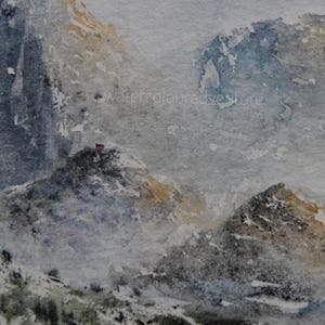 ACEO originale, art exclusive, aquarelle exclusive ,art de montagne, petite carte, aquarelle originale, paysage, art de collection, cadeau