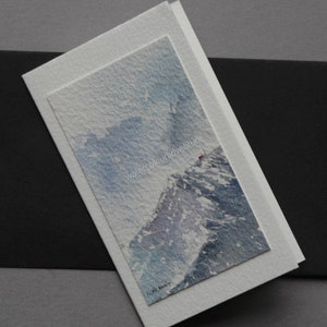 Biglietto da visita originale, acquerello originale, mini pittura, acquerello invernale, rifugio, paesaggio acquerello, montagne, idea regalo originale