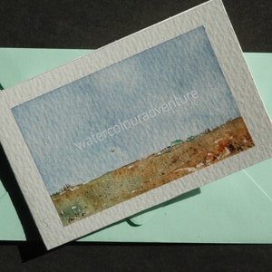 Mini carte de voeux, aquarelle originale, aquarelle paysage, maison de campagne, aquarelle vie rurale, carte cadeau, peinte à le main
