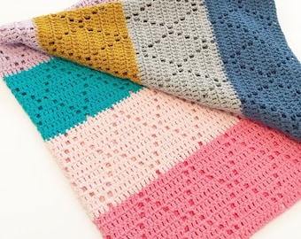 Stripe Bright Like A Diamond Blanket - Crochet Pattern