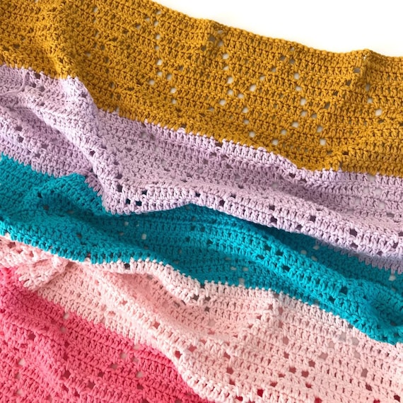Stripe Bright Like A Diamond Blanket Crochet Pattern Etsy
