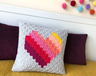 Love Heart c2c Crochet Cushion Pattern