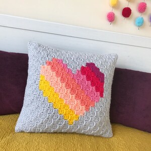 Love Heart c2c Crochet Cushion Pattern image 3