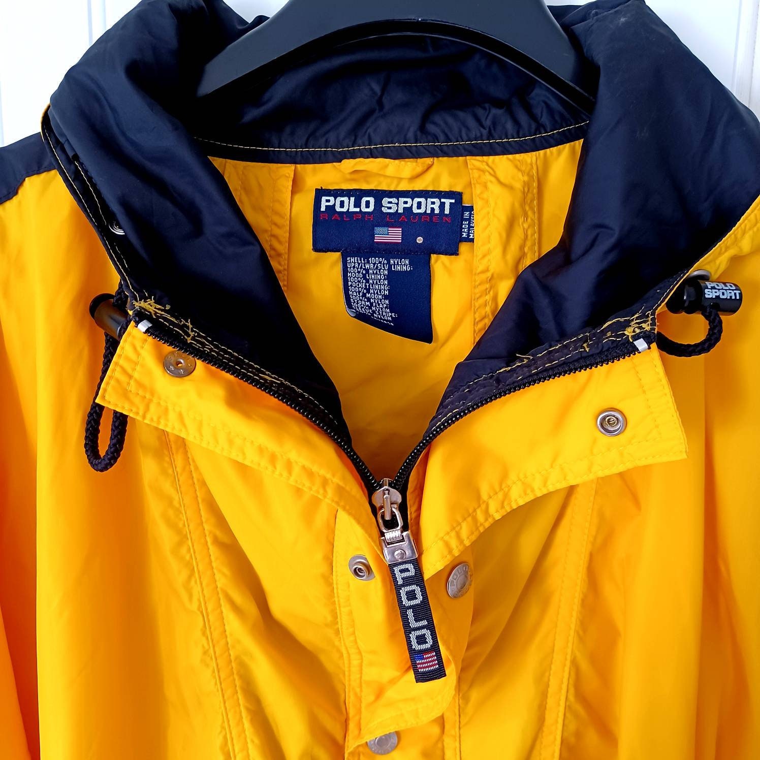 Vintage Ralph Lauren Polo Sport USA Yellow Nylon Jacket Coat Vintage Ralph Lauren Polo Sport USA Yellow Nylon Jacket Coat