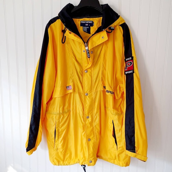 Vintage Ralph Lauren Polo Sport USA Yellow Nylon Jacket Coat Vintage Ralph Lauren Polo Sport USA Yellow Nylon Jacket Coat