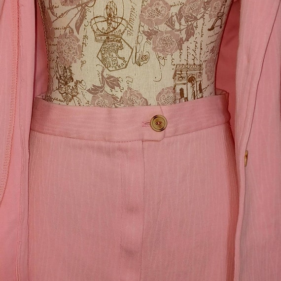 True Vintage 1970s Pink Pant Suit Blazer, Texture… - image 5