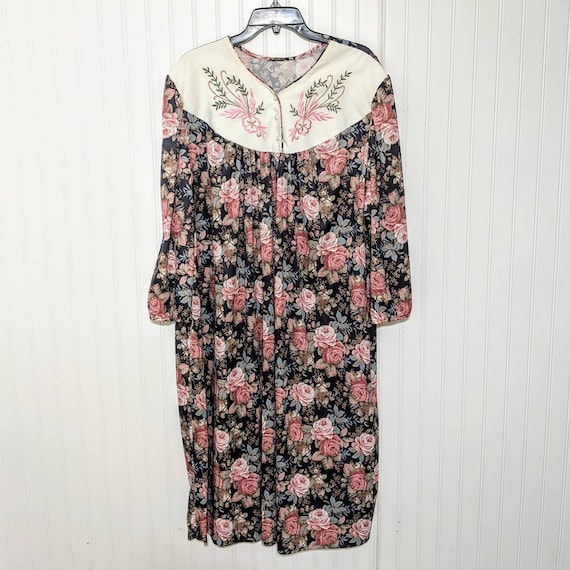 Vintage 1980's polyester robe nightgown loungewea… - image 1