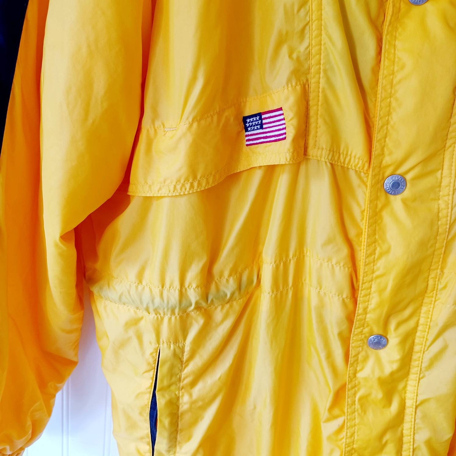 Vintage Ralph Lauren Polo Sport USA Yellow Nylon Jacket Coat