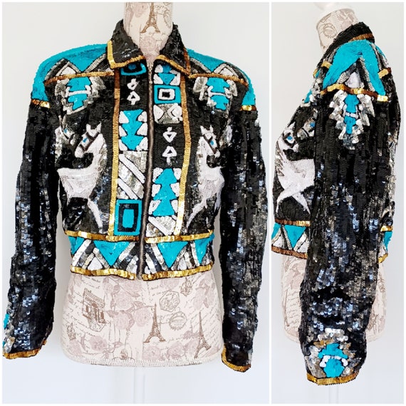 Vintage Fully Sequined Rodeo Jacket 1980's  Modi … - image 2