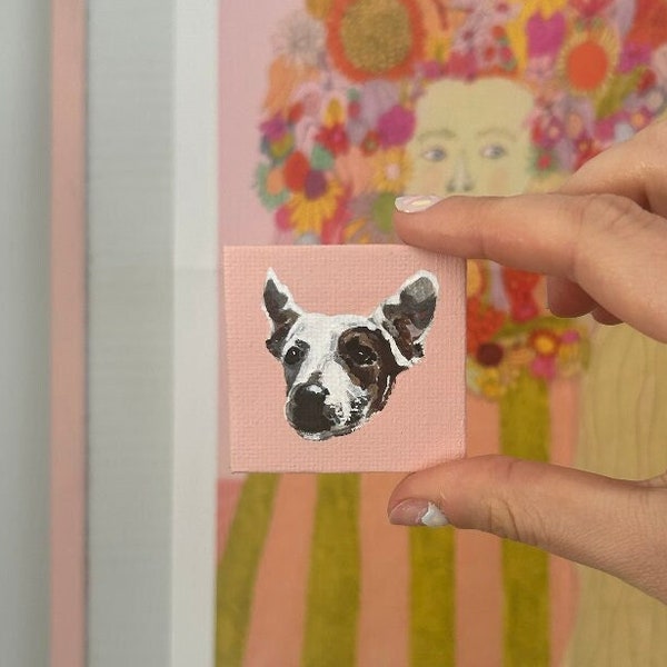 Mini Custom Hand Painted Pet Portrait | Pet Memorial | Birthday, Christmas Gift | Custom Art | Dog, Cat, Any Animal | Illustration