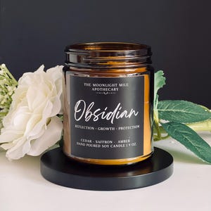 Intention Candle | Intention Candle with Crystals | Crystal Candle | Obsidian Crystal Candle