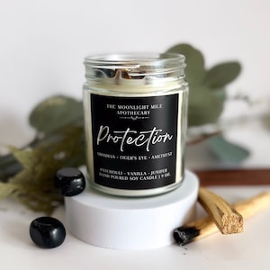 Protection Candles | Intention Candle | Intention Candle with Crystals | Crystal Candle | Nag Champa Candle