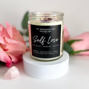 Self Love Candle | Intention Candle | Intention Candle with Crystals | Crystal Candle | Rose Quartz Candle