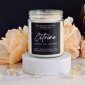 Intention Candle | Intention Candle with Crystals | Crystal Candle | Citrine