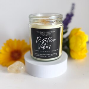 Herbal Intention Candles | Intention Candle | Intention Candle with Crystals | Crystal Candle | Positive Vibe Candle