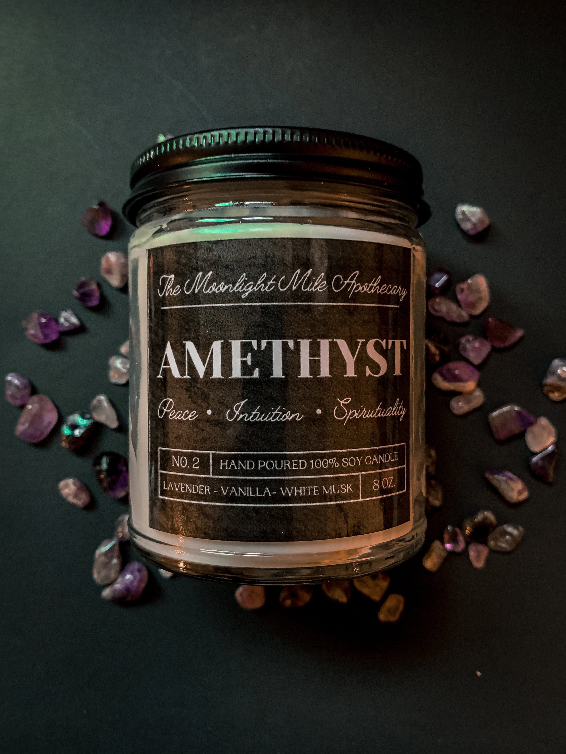 Amethyst candle Crystal Candle Ritual candle Manifest Etsy