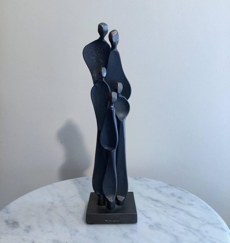 Vintage 1999 Kramer Sculpture: Family with Three Children - Forged Steel, No. 222, Made in Canada