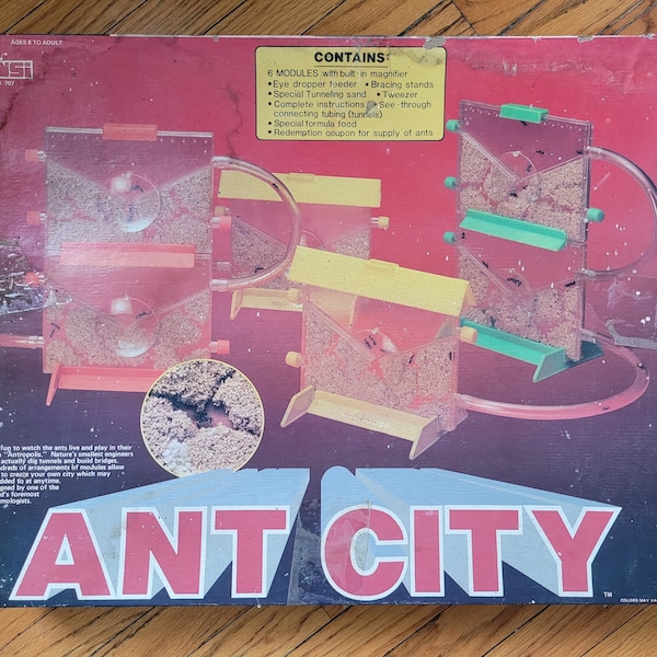 vintage 1970s Ant City Kit - Fourmilière pour enfants, neuve, inutilisée dans la boîte