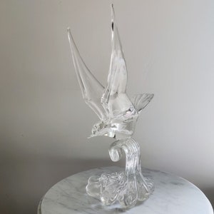Large Murano Glass Bird Seagull on the Crest Table Sculpture, Signed, Vintage