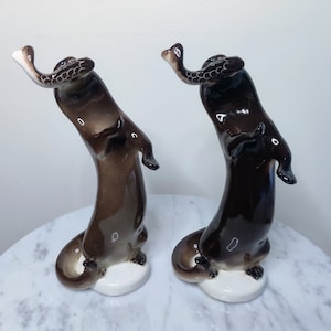 Vintage Lomonosov USSR Imperial China Otter with Fish, Porcelain Figure