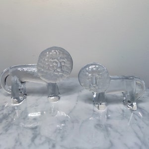 Kosta Boda Zoo Series Glass Lion Figurines by Berteil Vallien - MCM Art Glass Figures