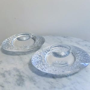 Coppia di portacandele votivi Orrefors Crystal Discus - Progettati da Lars Hellsten - Svezia
