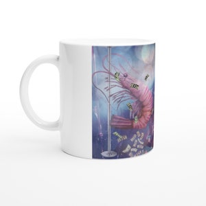 White 11oz Ceramic Mug &#39;Prawn Star&#39; Gothic Steampunk Style