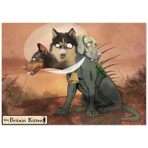 Póster de arte semibrillante premium: &#39;Cerberus Cone of Shame&#39;