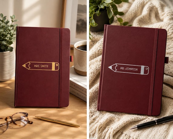 Personalized Wine Faux Leather Notebook | Custom Gold or Silver Vinyl Journal (A5)