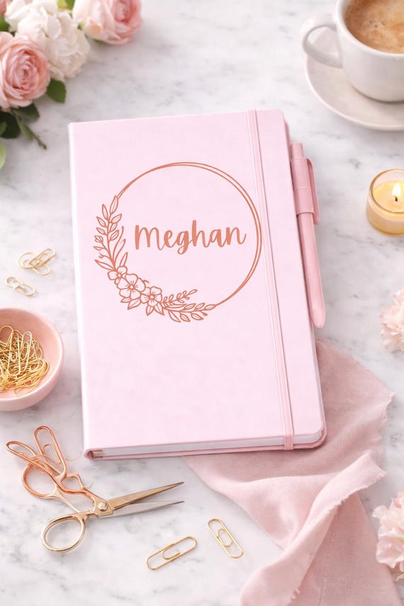 Personalized Floral A5 Notebook – Custom Name Journal