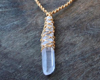 Bergskristall / Macrame Clear Quartz Crystal Necklace / Design Your Own Necklace / Natural Hemp Thread / Made to Order