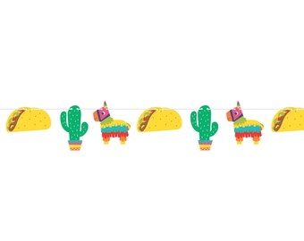 Fiesta Party Banner / Taco Llama Cactus Banner / Cinco de Mayo Banner / Mexican Fiesta / Fiesta Decorations / Taco Bout A Party